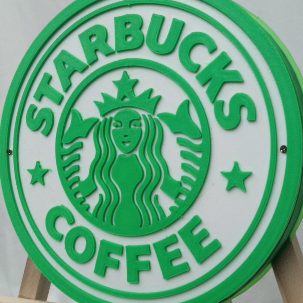 3D Printed Starbucks RGB LED 8-Inch Sign With Remote Wall Lamp